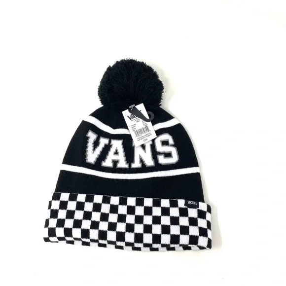 Vans WM Spirit Pom Black Checker Beanie Skateboarding Hat Women Men VN0A5LG3BLK - Picture 6 of 16
